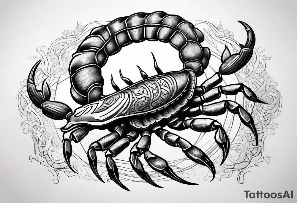 Scorpion with zodiac sign tattoo idea