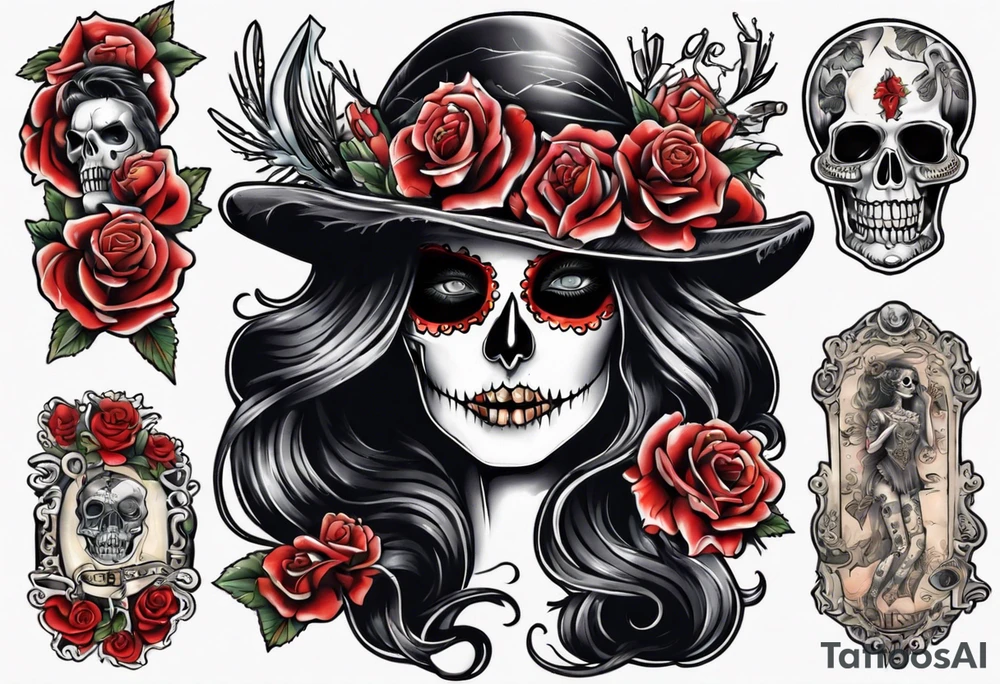 santa la muerta with money tattoo idea