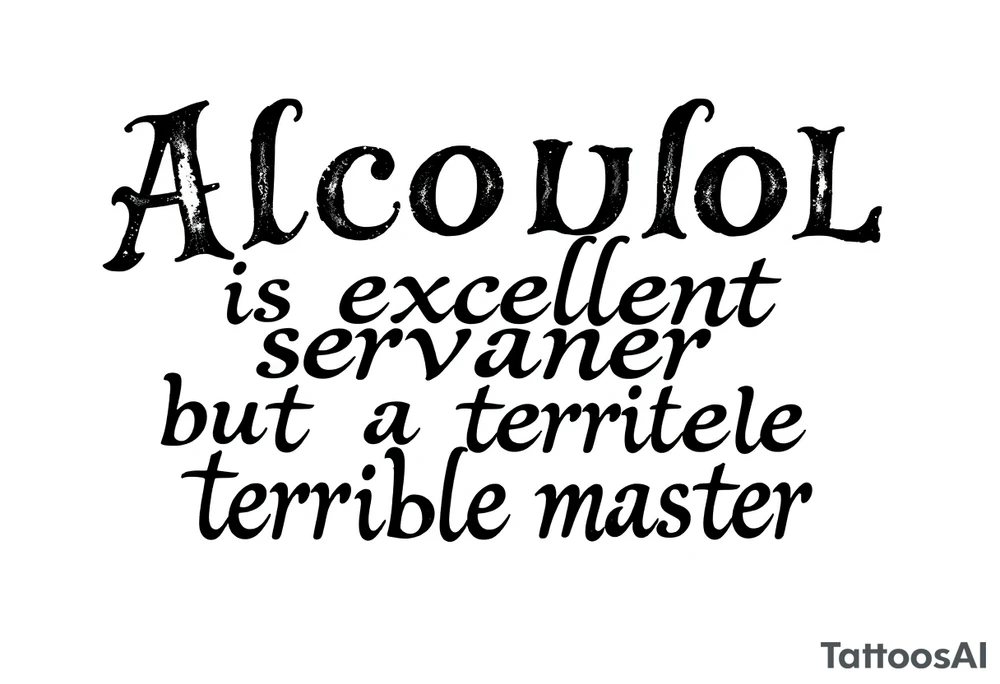 Alcohol is an excellent servant, but a terrible master tattoo idea