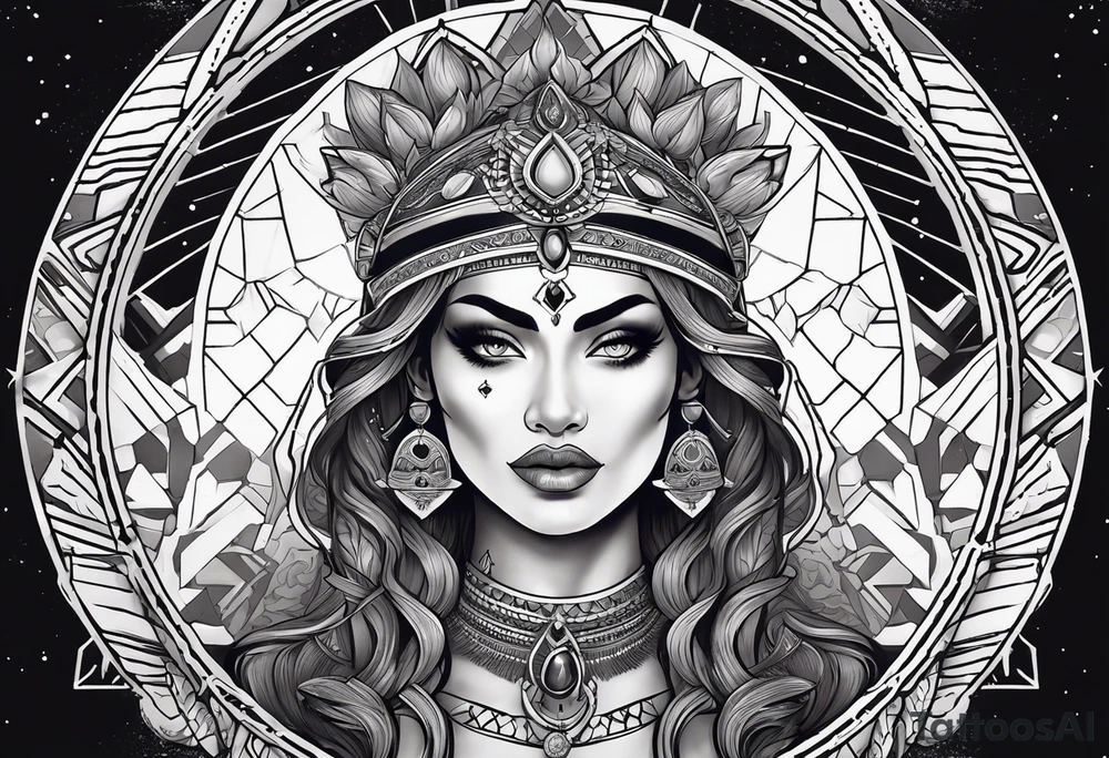 kali ma, alien goddess, valkrye, pirate, divine feminine, zenza resonance, pachamama, lotus azul, blank panther, eagle, skull, 5D, nueva gaya, dna 12 tattoo idea