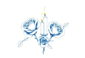 Passed love one, two roses, two candles, blue tattoo idea
