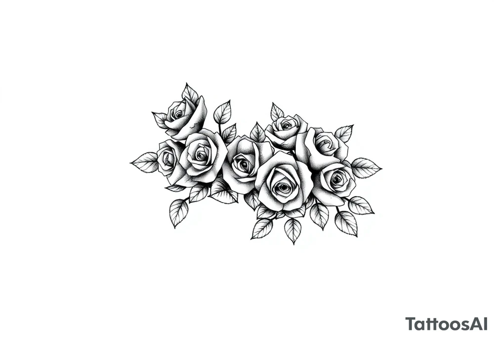 Small Roses with NO LEAVES fully filling up the inside of an lateral elongated diamond shape tattoo idea