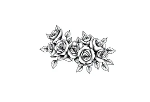 Small Roses with NO LEAVES fully filling up the inside of an lateral elongated diamond shape tattoo idea