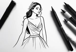 GIRL IN WEDDING DRESS tattoo idea