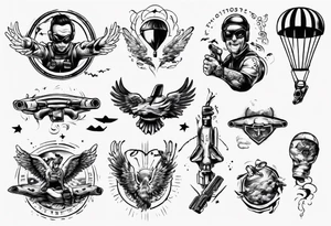 skydiving and shooting guns on the forearm tattoo idea
