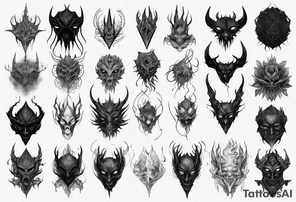 A black faceless shadow creature tattoo idea