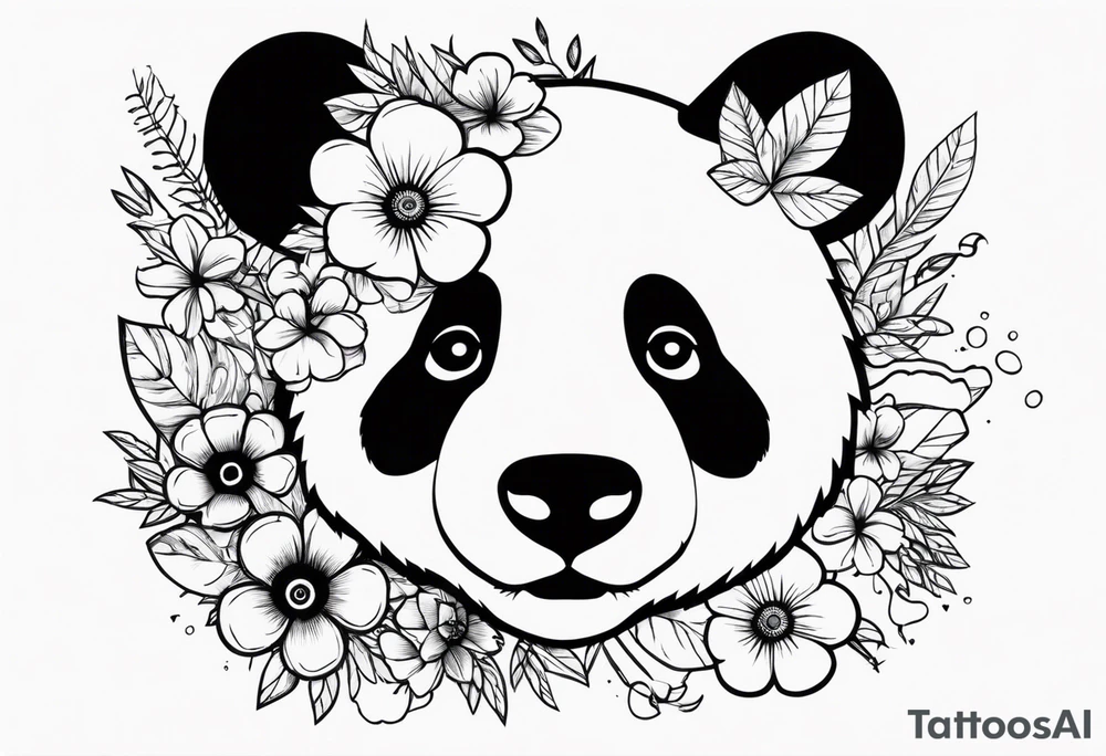 Punk Panda with flowers tattoo idea