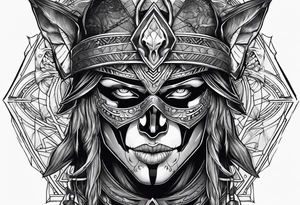Warrior with skull mask tattoo idea