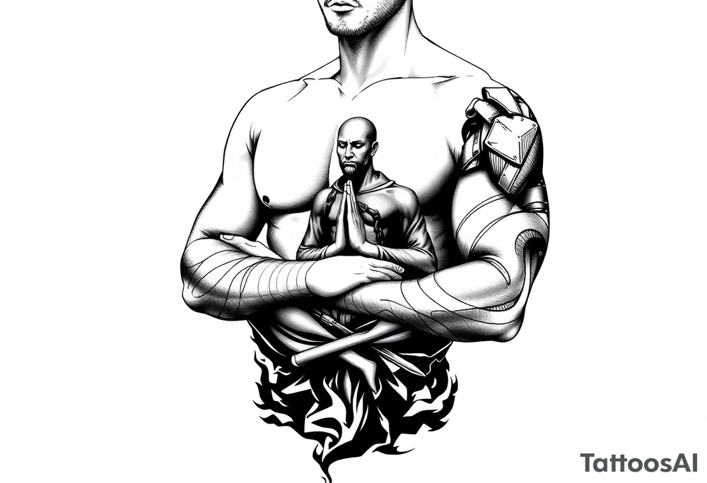 Meditating black figure tattoo idea
