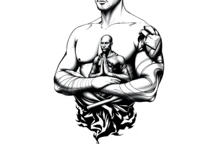 Meditating black figure tattoo idea