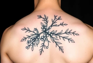 a rowan tree branch with berries and florals tattoo idea