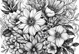Floral with leaves tree and small animals tattoo idea