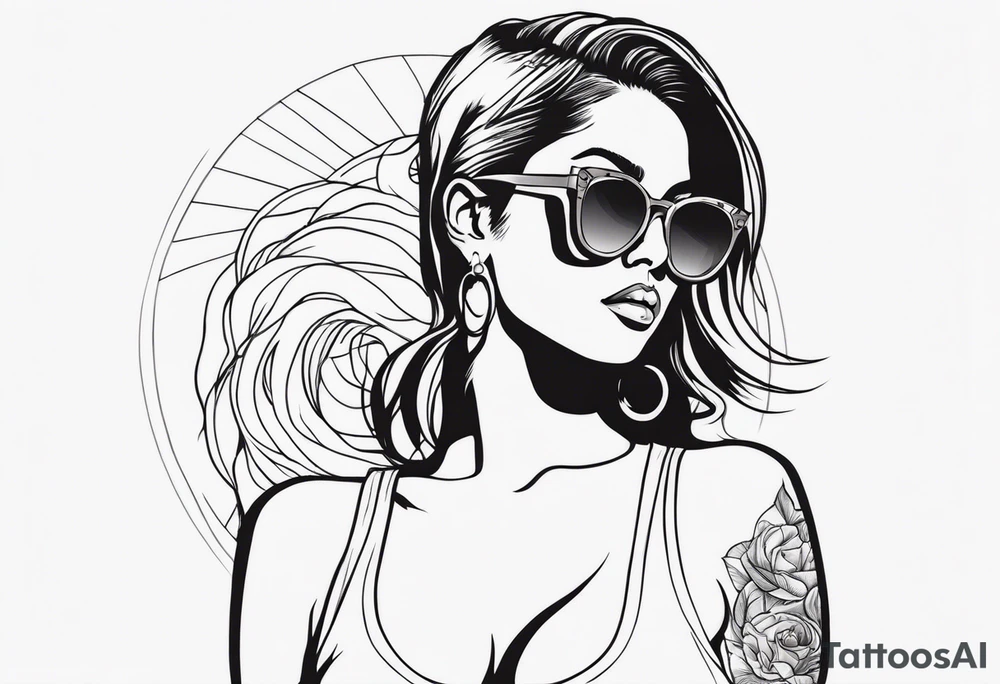 woman with big titts, capricorn with sunglasses tattoo idea