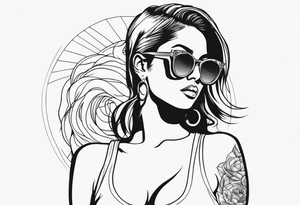 woman with big titts, capricorn with sunglasses tattoo idea