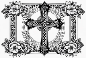 celtic cross with flowers tattoo idea