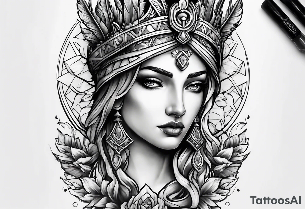 Forearm tattoo of the goddess Justicia tattoo idea