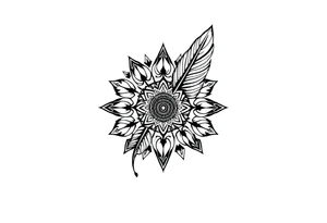 spiritual feather indian mandala shaman rune tattoo idea