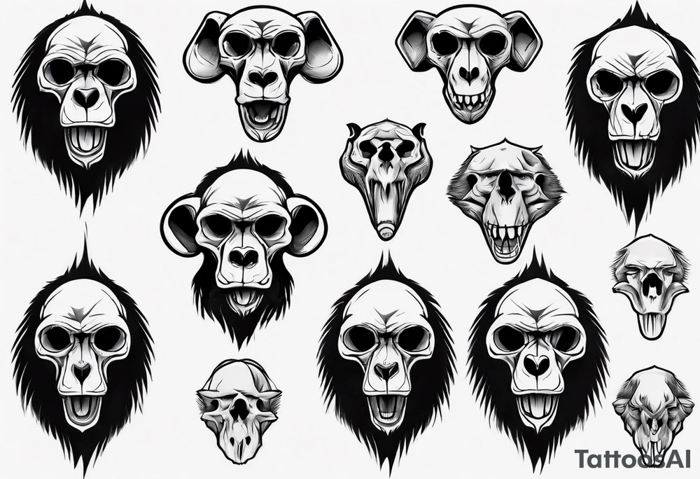 baboon skull tattoo idea