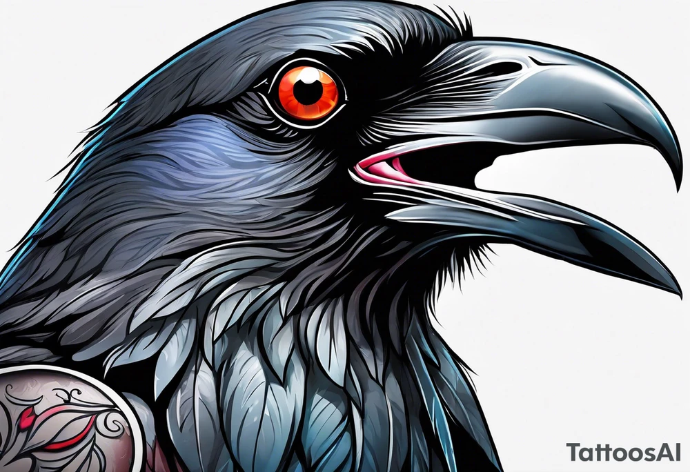 crow bleeding from eyes tattoo idea