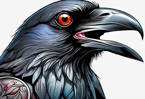 crow bleeding from eyes tattoo idea