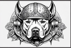 Pit bull with a viking helmet tattoo idea