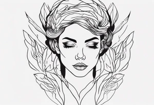 Woman portrait outlined tattoo idea