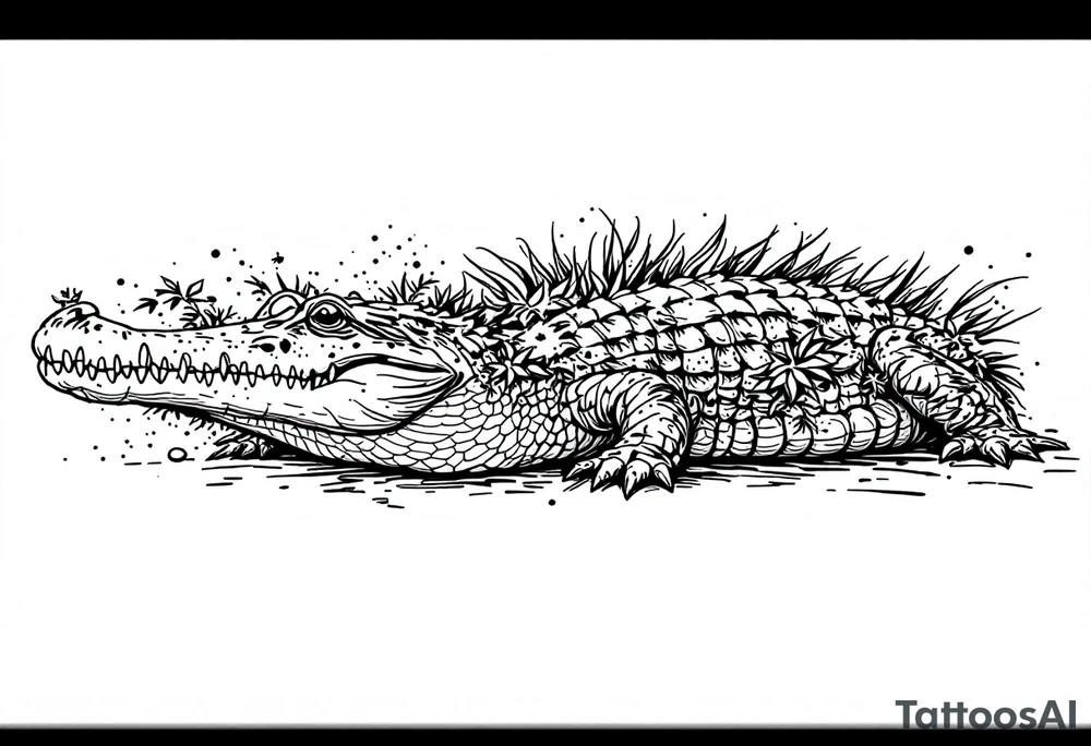 alligator with orange groves tattoo idea