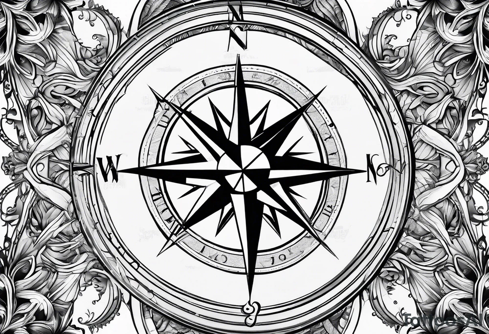 Compass no flowers tattoo idea