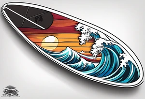 Surfboard with a wave inside it tattoo idea