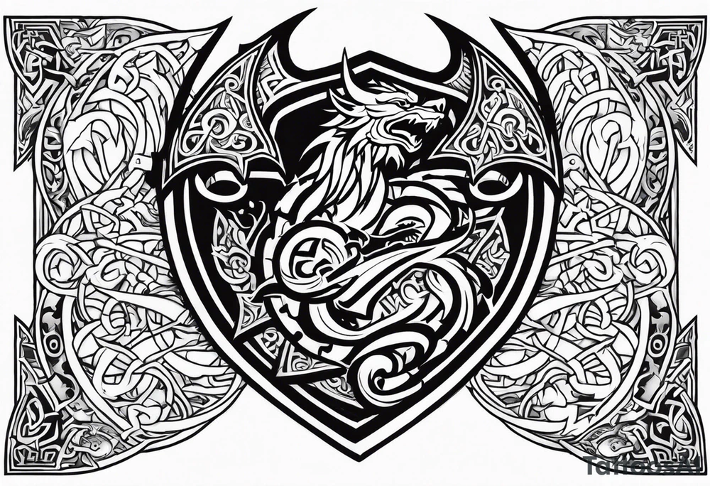 Viking valhalla sword shield dragon tattoo idea
