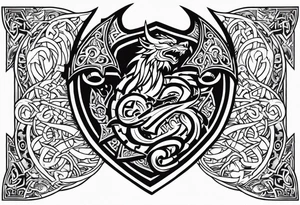 Viking valhalla sword shield dragon tattoo idea