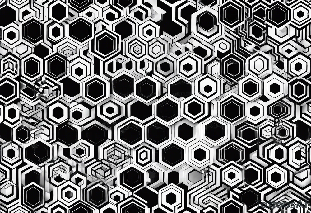 black plain hexagons without texture tattoo idea