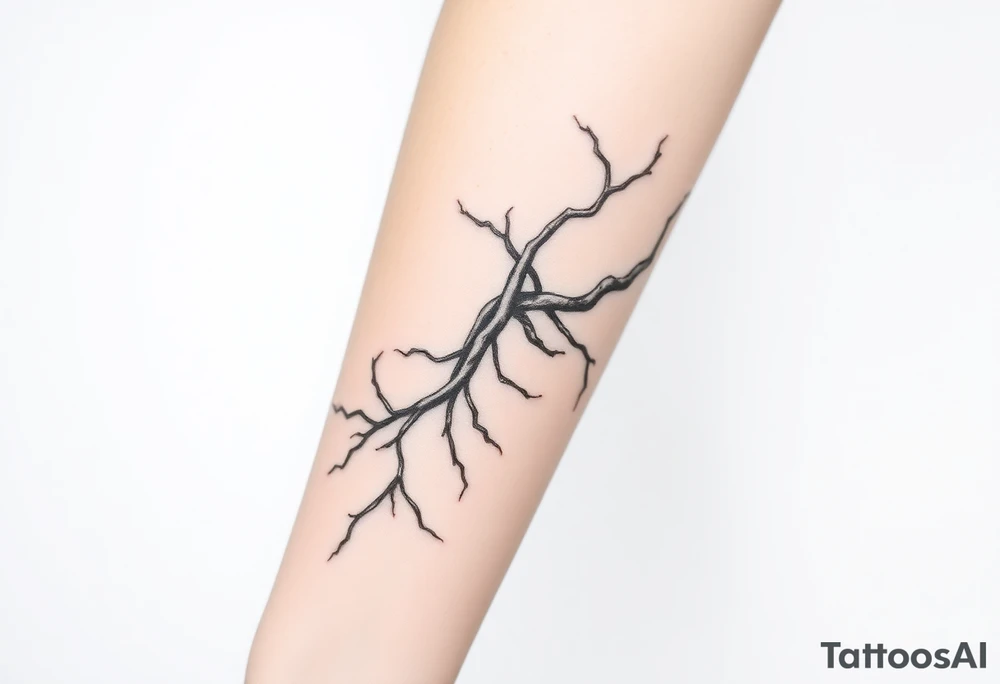 wide System of pipes that transitions and transforms at the end into thick, widespread
veins of forearm tattoo idea