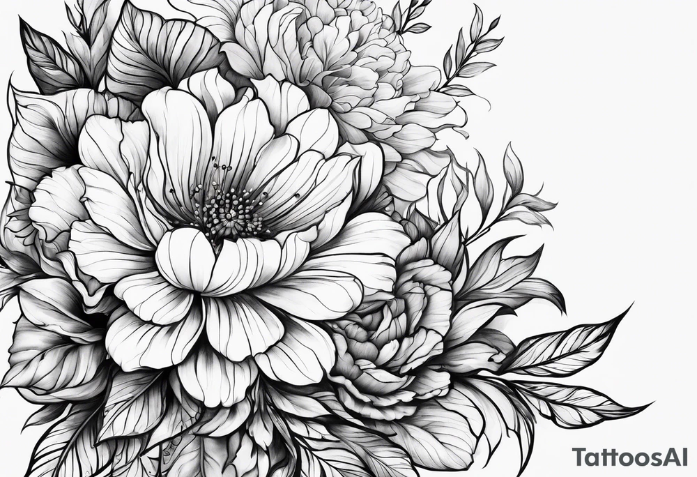 create delicate sketch of a floral tattoo tattoo idea