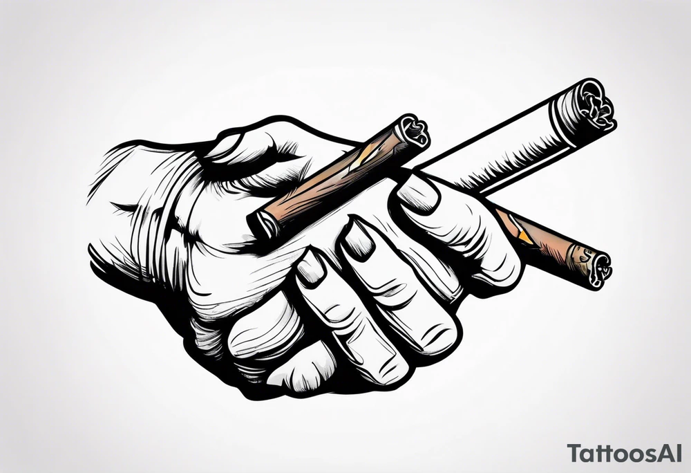 hand holding cigarette tattoo idea