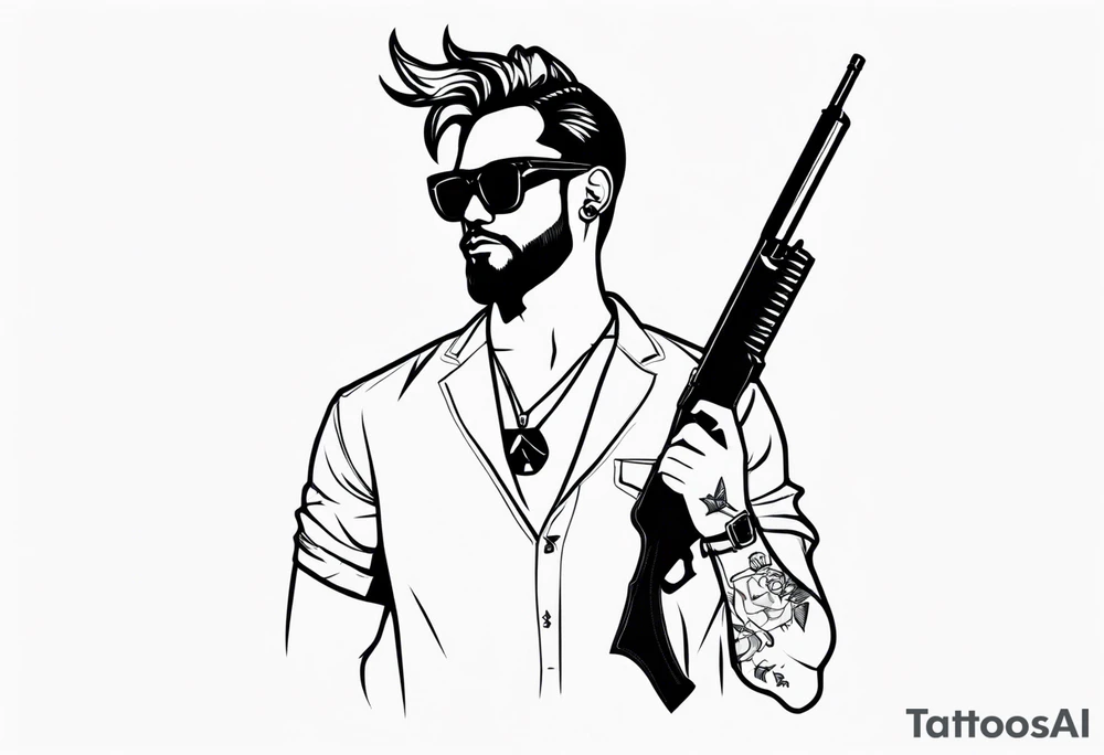 capricorn man with sunglasses and gun tattoo idea