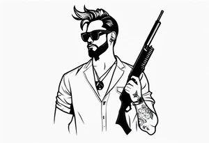capricorn man with sunglasses and gun tattoo idea