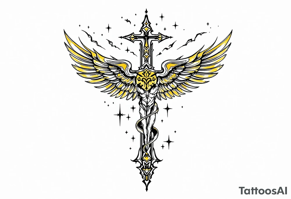 cruz, luminous gold tattoo idea