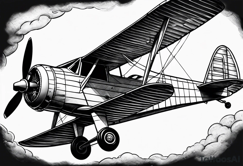 sketch of adventure plane in perspective from the bottom tattoo idea