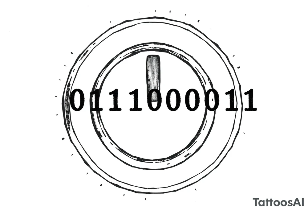 A Power Button with the Binary Text "00100001 01100011 01110000 01110101" Embedded in the background. tattoo idea