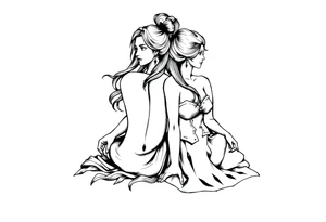 Two sisters sitting next tattoo idea
