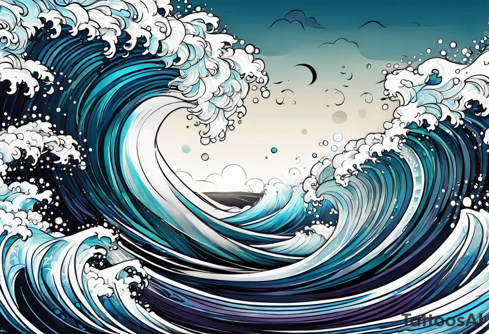 waves;  
"come what may"; outside forearm not an oval tattoo idea