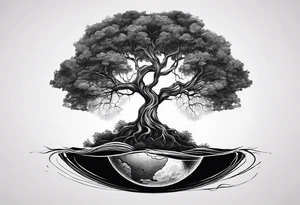 tree with the roots of the tree wrapped around the a planet
the planet is below the tree with the roots wrapped around the planet tattoo idea