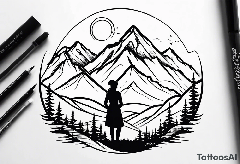 Mother, mountain range tattoo idea