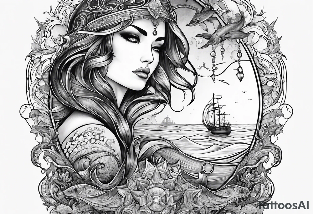 fantasy related, and sea related, with the words: "the sea does not dream of you" tattoo idea