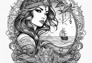 fantasy related, and sea related, with the words: "the sea does not dream of you" tattoo idea