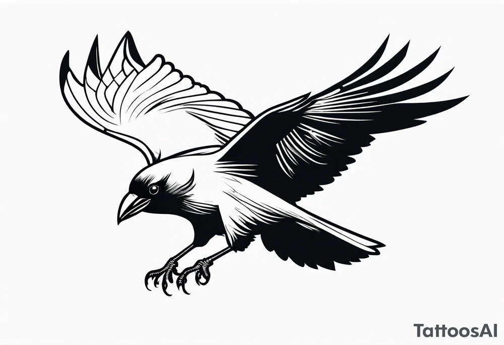 Crow gliding in air tattoo idea