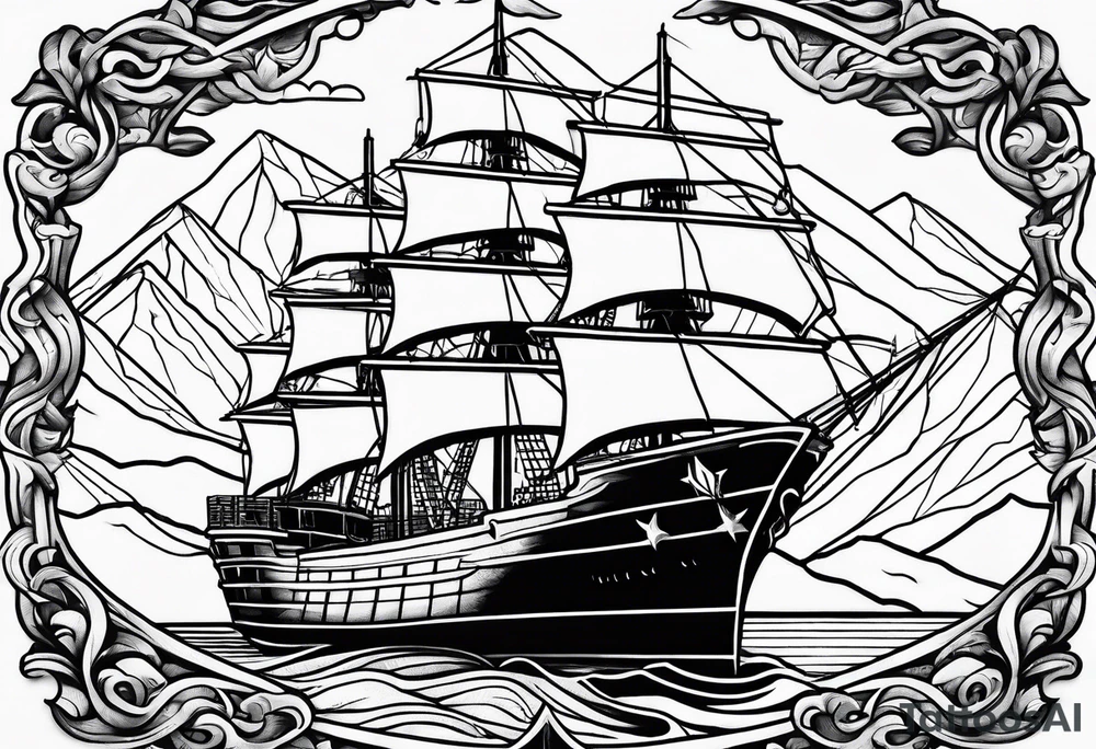colorado mountains and a navy ship tattoo idea