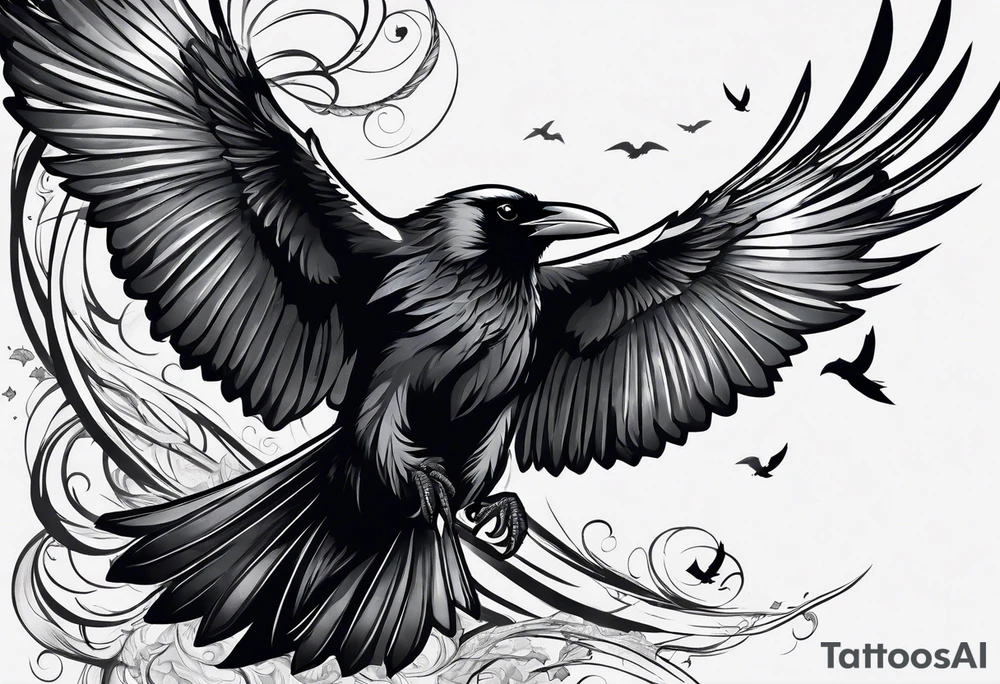 ravens in flight tattoo idea