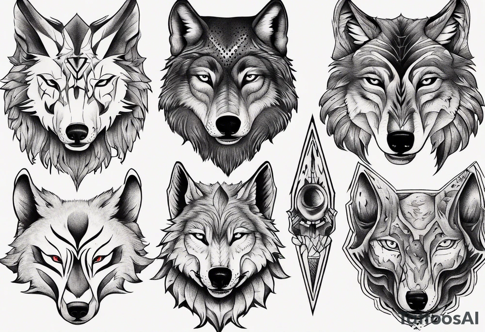 wolf head tattoo idea